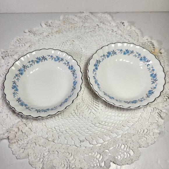 Johnson Bros. Dessert Bowls Ironstone Set of 2 White with Blue Floral Pattern - Picture 5 of 11